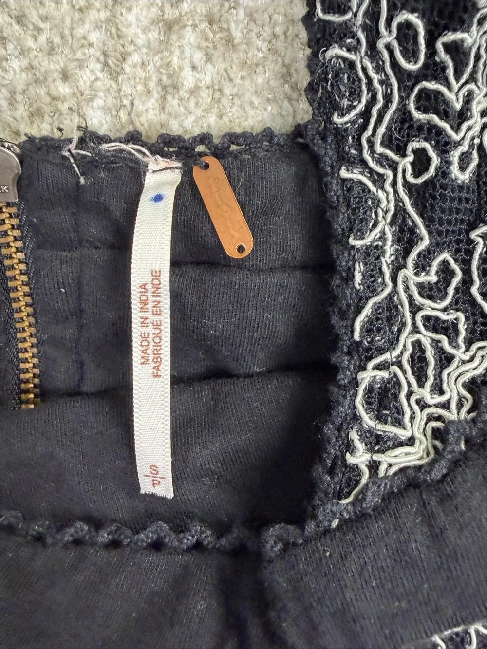 Free People Black Embroidered Cropped Tank